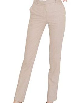 Marycrafts Women's Work Dress Plaid Pants High Waist Bootcut Trousers M Beige