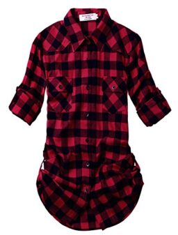 Match Women's Long Sleeve Flannel Plaid Shirt