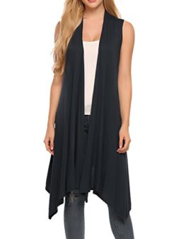Meaneor Sleeveless Cardigans for Women Lightweight Open Front Draped Vest S-XXL