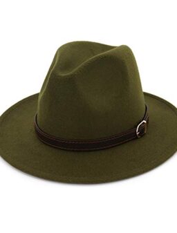 Gossifan Men & Women Panama Hat Classic Wide Brim Fedora Hat with Belt Buckle