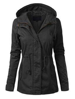 MixMatchy Women's Lightweight Military Safari Anorak Utility Junior Fit Hoodie Jacket