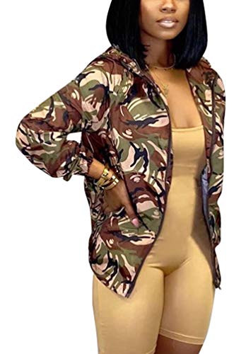 Bomber Jacket Women - Cute Front Zip Up Fall Jackets Hoodied Small Green