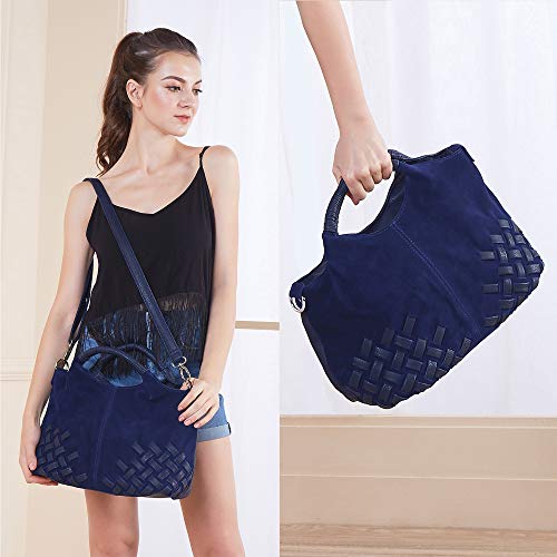 Nico louise Women Purse Suede Split Genuine Leather Weave Handbag Leisure Casual Shoulder Bag - Image 4
