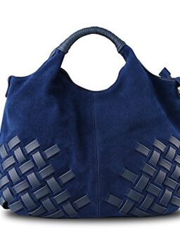 Nico louise Women Purse Suede Split Genuine Leather Weave Handbag Leisure Casual Shoulder Bag