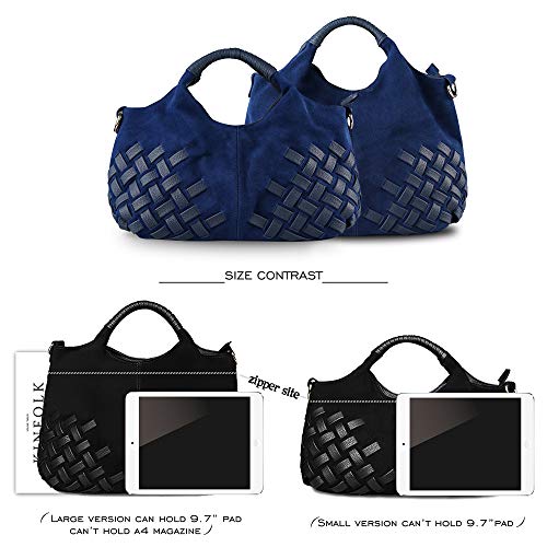 Nico louise Women Purse Suede Split Genuine Leather Weave Handbag Leisure Casual Shoulder Bag - Image 7