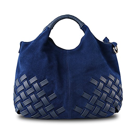 Nico louise Women Purse Suede Split Genuine Leather Weave Handbag Leisure Casual Shoulder Bag