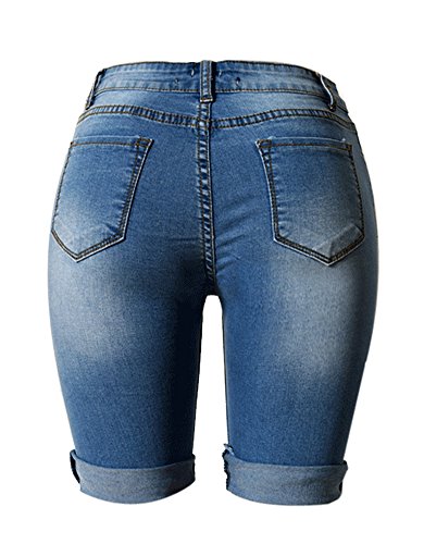 olrain Womens High Waist Ripped Hole Washed Distressed Short Jeans - Image 5