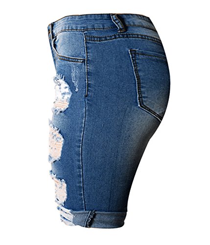 olrain Womens High Waist Ripped Hole Washed Distressed Short Jeans - Image 6