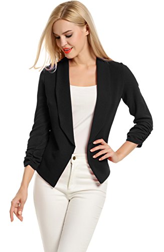 POGTMM Women 3/4 Sleeve Blazer Open Front Cardigan Jacket Work Office Blazer - Image 3