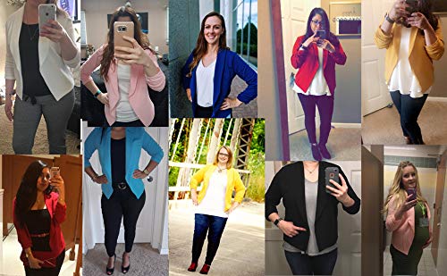 POGTMM Women 3/4 Sleeve Blazer Open Front Cardigan Jacket Work Office Blazer - Image 5