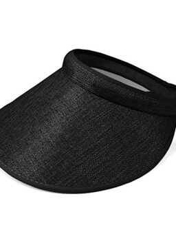 PRO.FASHION Women's Summer Sun UV Protection Visor Wide Brim Clip on Beach Pool Golf Cap Hat-Polyester