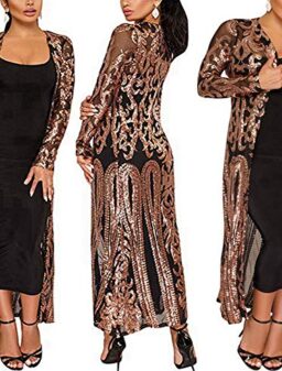 PROMLINK Sequin Cardigans Duster Sparkly Blazer Jackets Long for Women Evening