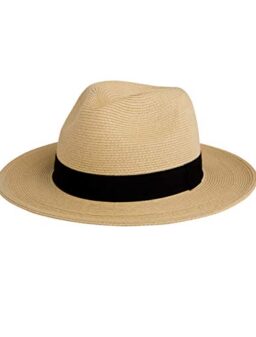Pineapple&Star Sun Straw Fedora Beach Hat Fine Braid UPF50+ for Unisex…