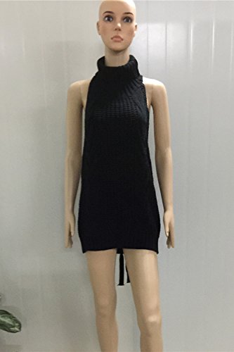 Pxmoda Womens Sexy Backless Anime Cosplay Virgin Killer Sweater Halter High Neck Knit Jumper Vest - Image 3