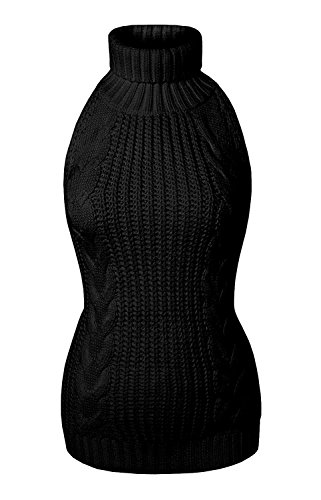 Pxmoda Womens Sexy Backless Anime Cosplay Virgin Killer Sweater Halter High Neck Knit Jumper Vest - Image 5