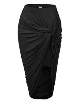 RK RUBY KARAT Womens High Waist Midi Skirt with Side Slit