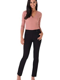 Rekucci Women's Ease Into Comfort Pull-On Straight Pant with Pockets