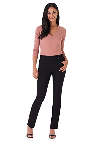 Rekucci Women's Ease Into Comfort Pull-On Straight Pant with Pockets