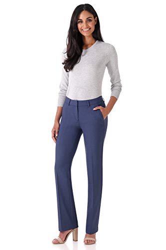 Rekucci Women's Smart Stretch Desk to Dinner Straight Leg Pant w/Zipper Closure