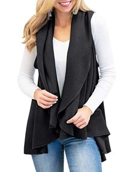 Romanstii Womens Fashion Lapel Open Front Sleeveless Plaid Casual Vest Cardigan Jacket with Pocket