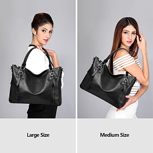 S-ZONE Women Genuine Leather Handbag Work Tote Shoulder Purse Crossbody Bag - Image 3