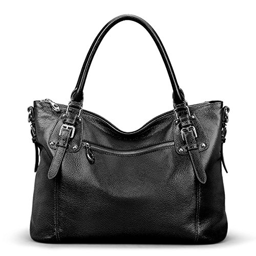 S-ZONE Women Genuine Leather Handbag Work Tote Shoulder Purse Crossbody Bag - Image 4