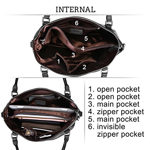 S-ZONE Women Genuine Leather Handbag Work Tote Shoulder Purse Crossbody Bag - Image 7