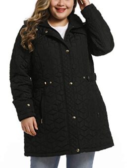 SPYM Women Plus Size Quilted Field Jacket with Pockets/Quilted Casual Coat Outwear