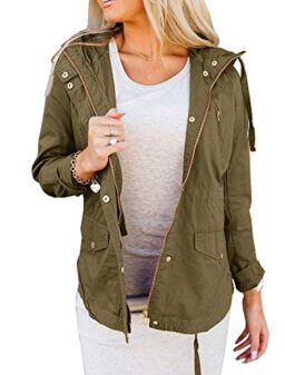 Tutorutor Womens Military Safari Utility Lightweight Jackets Zip Up Coat Multi-Pockets Windbreaker Bomber Jacket
