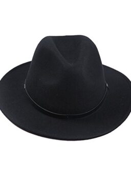 Sedancasesa Womens Belt Buckle Fedora Hat Wide Brim Wool Felt Trilby Panama Hat