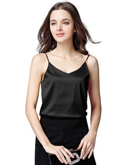 Miqieer Basic Women's Silk Tank Top Ladies V-Neck Camisole Silky Loose Sleeveless Blouse Satin Tank Shirt