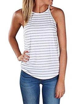 Sherosa Women's Casual Halter Top Spaghetti Strap Floral Print Tank Tops Camis Shirt