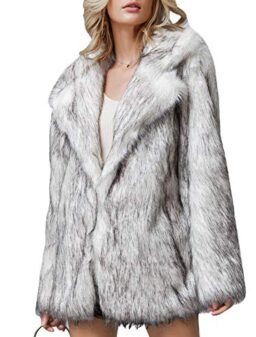 Simplee Apparel Women's Long Sleeve Fluffy Faux Fur Warm Coat