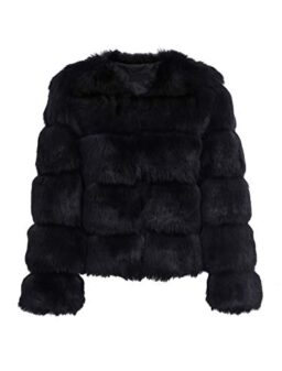 Simplee Women Luxury Winter Warm Fluffy Faux Fur Short Coat Jacket Parka Outwear