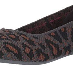 Skechers Women's Cleo-Claw-Some-Leopard Print Engineered Knit Skimmer Ballet Flat