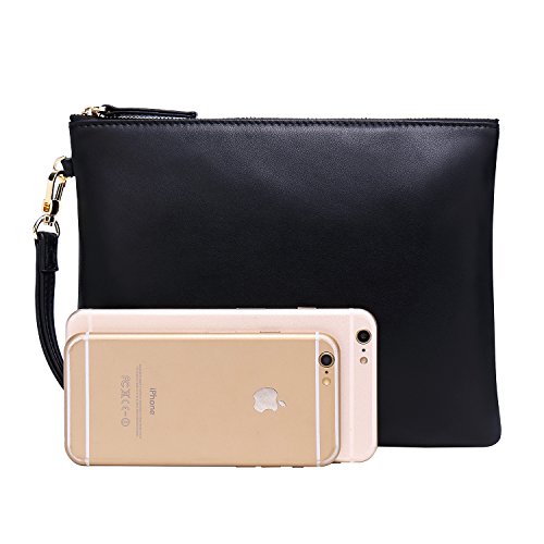 DORIS&JACKY Lambskin Leather Wristlet Clutch Purse For Women Large Soft Designer Wallet With Strap… - Image 3