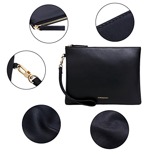 DORIS&JACKY Lambskin Leather Wristlet Clutch Purse For Women Large Soft Designer Wallet With Strap… - Image 6