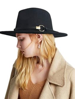 Sytaitp Women Belt Fedora Hat Wide Brim Panama Hats Floppy Church Hat