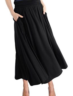 TRENDY UNITED Women's High Waist Fold Over Pocket Shirring Skirt