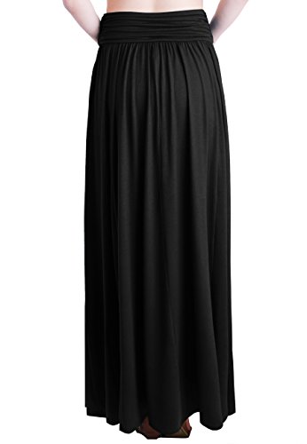 TRENDY UNITED Women's Rayon Spandex High Waist Shirring Maxi Skirt with Pockets - Image 4