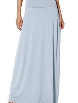 TheMogan Women's S~3XL Women's Casual Lounge Solid Draped Jersey Relaxed Long Maxi Skirt