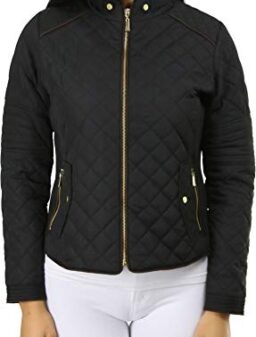 ToBeInStyle Women's Quilted Padded Jacket with Suede Piping Detail