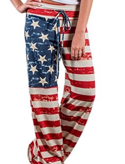 Wallvhion Women's Floral Print Comfy Stretch Drawstring Palazzo Wide Leg Lounge Pants (S, 0443red)