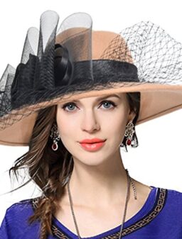 VECRY Women's Fascinator Wool Felt Hat Cocktail Party Wedding Fedora Hats