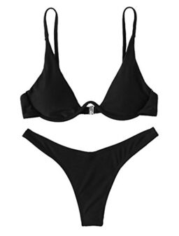 Verdusa Women's Sexy Triangle Bathing Two Pieces Swimsuit Bikini Set