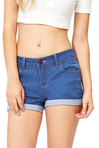 Wax Women's Juniors Mid-Rise Denim Shorts