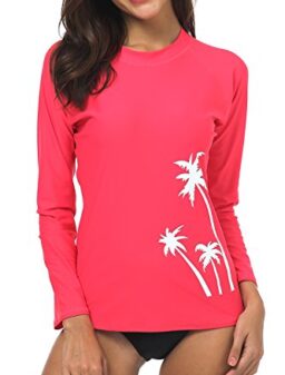 Wetopkim Womens Long Sleeve Rash Guard Swim Shirt Surfing Rashguard Tops Swimwear