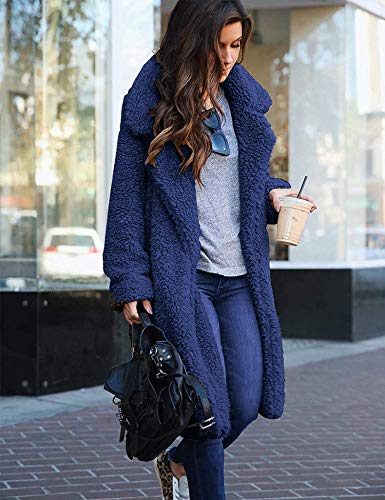 Women Long Cardigan Open Front Faux Fur Coats Fuzzy Fleece Warm Winter Jackets - Image 3