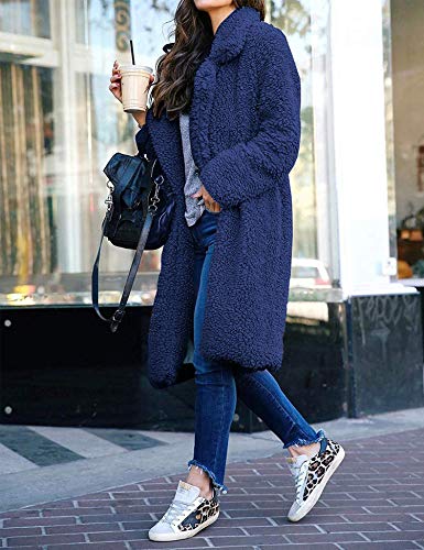 Women Long Cardigan Open Front Faux Fur Coats Fuzzy Fleece Warm Winter Jackets - Image 4