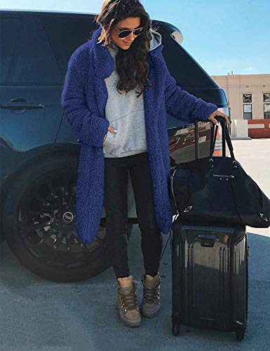 Women Long Cardigan Open Front Faux Fur Coats Fuzzy Fleece Warm Winter Jackets - Image 5